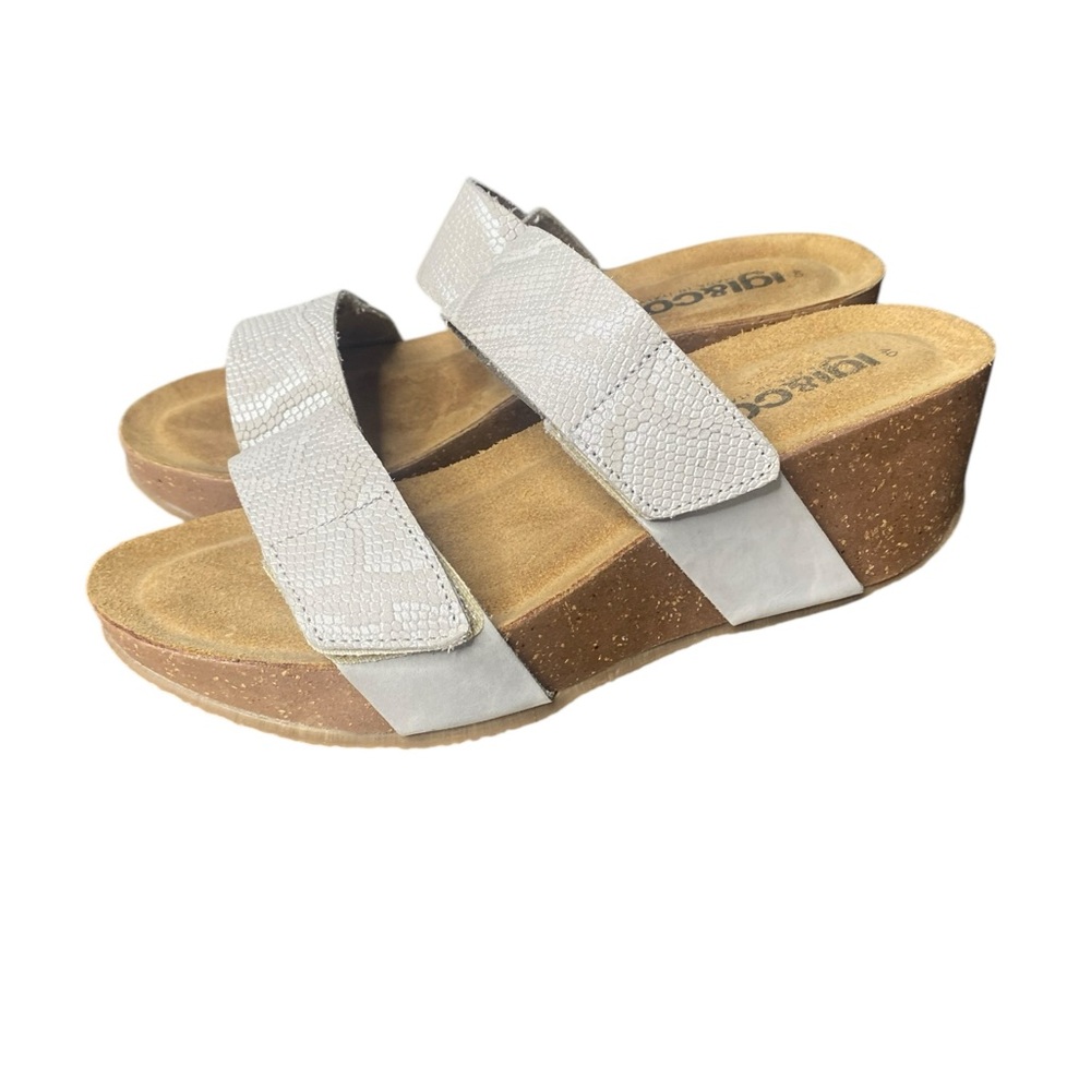 IGI & CO. Embossed Leather Wedge Sandal 40